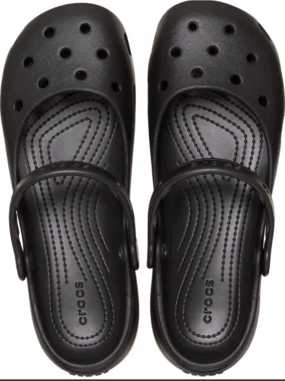 CROCS Black Mary Jane Flats with Heel Strap